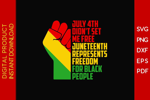 July 4th Didn't Set Me Free Juneteenth Represents Freedom For Black People SVG PNG PDF Cut File SVG Creativedesigntee 