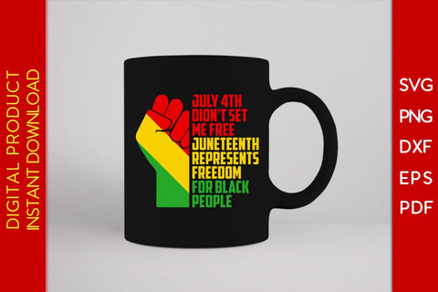 July 4th Didn't Set Me Free Juneteenth Represents Freedom For Black People SVG PNG PDF Cut File SVG Creativedesigntee 