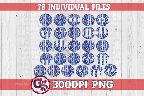 July 4th Ice Cream Round Monogram Set PNG for Sublimation Sublimation Greedy Stitches 