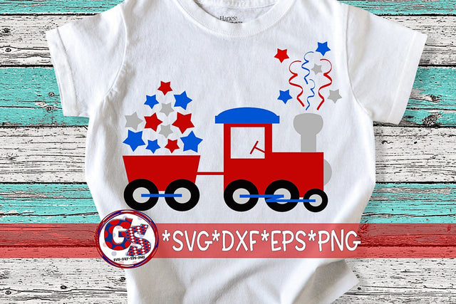 July 4th Patriotic Train SVG DXF EPS PNG SVG Greedy Stitches 