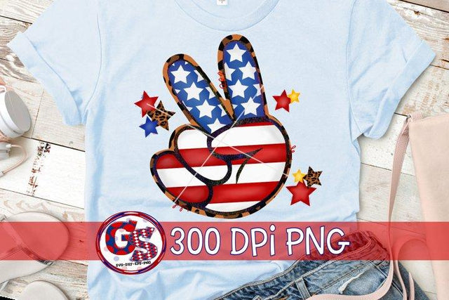 July 4th Peace Sign PNG Sublimation Greedy Stitches 