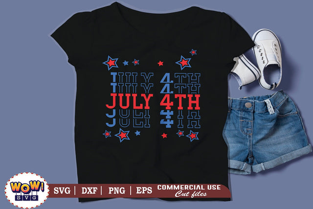 July 4th stacked Text svg png dxf, 4th of July svg, America svg, Patriotic svg, Fourth of July svg, July 4th svg, svg Files for Cricut SVG Wowsvgstudio 