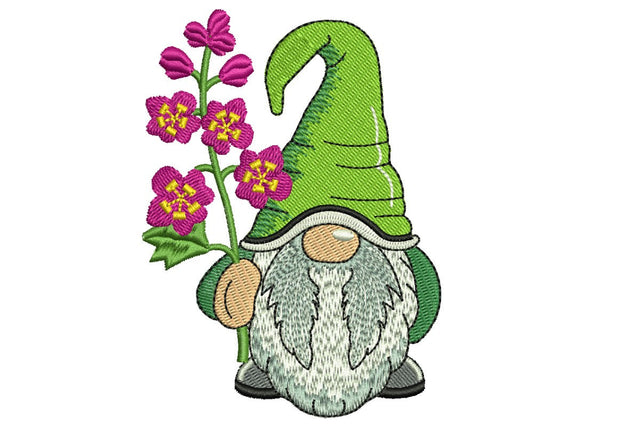 July Larkspur Gnome Embroidery Design, Month Flower Embroidery Embroidery/Applique DESIGNS NextEmbroidery 