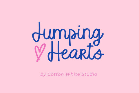 Jumping Hearts Font Cotton White Studio 
