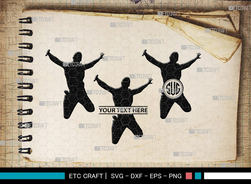 Jumping People Monogram, Jumping People Silhouette, Jumper Svg, Jump S ...