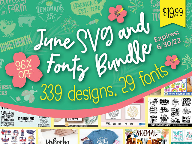 June 2022 SVG and Font Bundle Bundle So Fontsy Design Shop 