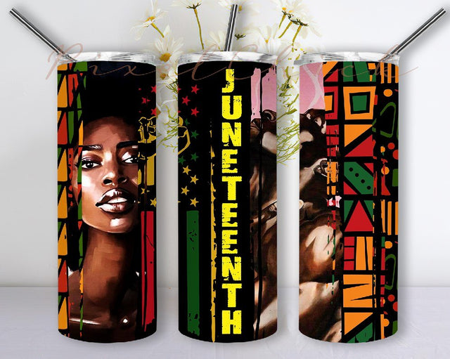 Juneteenth 1865 20oz Skinny Tumbler Sublimation, Black History Tumbler Wrap,Black ,Black Woman and Black Man PNG Straight & Tapered File Sublimation PixelChick 