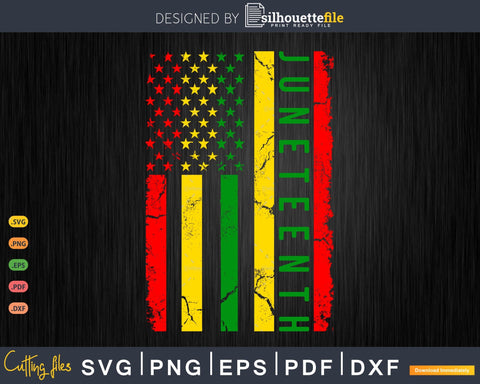 Juneteenth American Flag Emancipation Melanin Black Pride SVG Silhouette File 