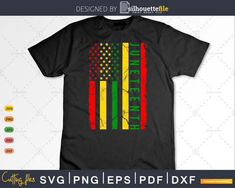 Juneteenth American Flag Emancipation Melanin Black Pride SVG Silhouette File 