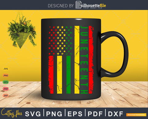 Juneteenth American Flag Emancipation Melanin Black Pride SVG Silhouette File 