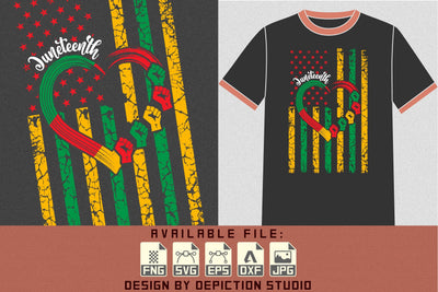Juneteenth American Flag T-Shirt, American Flag Black Pride Shirt, Juneteenth Flag Shirt Print Template Sketch DESIGN Depiction Studio 