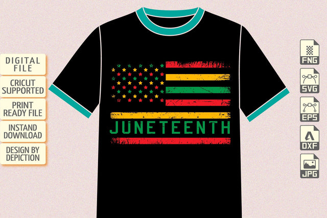 Juneteenth American Flag T-Shirt, Juneteenth USA Flag Shirt Print Template Sketch DESIGN Depiction Studio 