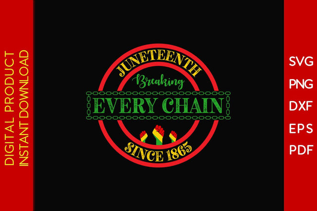 Juneteenth Breaking Every Chain Since 1865 SVG PNG PDF Cut File SVG Creativedesigntee 