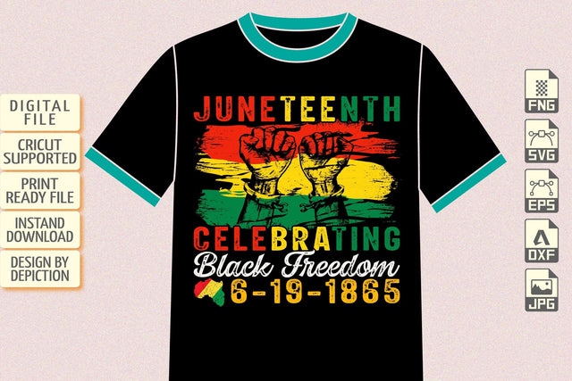 Juneteenth Celebrate Black Fredome 6.19.1865 T-Shirt, Black Pride Shirt, Pride Month Shirt, Black History Shirt Print Template Sketch DESIGN Depiction Studio 