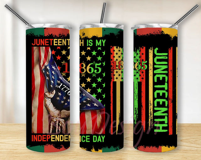 Juneteenth Flag American Flag Pattern Independence Day Africa American Independence Day African Black PNG Wrap 20oz Skinny Sublimation Straight & Tapered Tumbler Design Download Sublimation BouDesign 