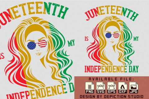 Juneteenth Is My Independence Day T-Shirt, 4th July Messy Bun Shirt, Juneteenth Women Shirt Print Template Sketch DESIGN Depiction Studio 