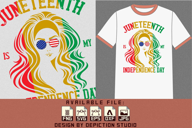 Juneteenth Is My Independence Day T-Shirt, 4th July Messy Bun Shirt, Juneteenth Women Shirt Print Template Sketch DESIGN Depiction Studio 