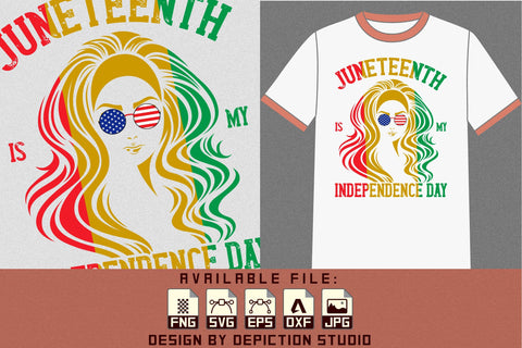 Juneteenth Is My Independence Day T-Shirt, 4th July Messy Bun Shirt, Juneteenth Women Shirt Print Template Sketch DESIGN Depiction Studio 
