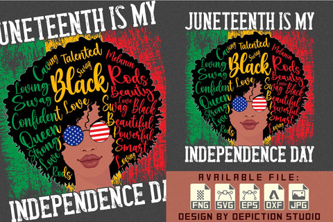 Juneteenth Is My Independence Day T-Shirt, Afro Girl Hairstyle Typography Shirt, Juneteenth Women Shirt Print Template Sketch DESIGN Depiction Studio 