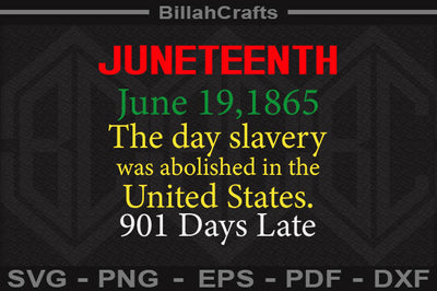 Juneteenth June 19, 1865, The Day Slavery SVG File SVG BillahCrafts 