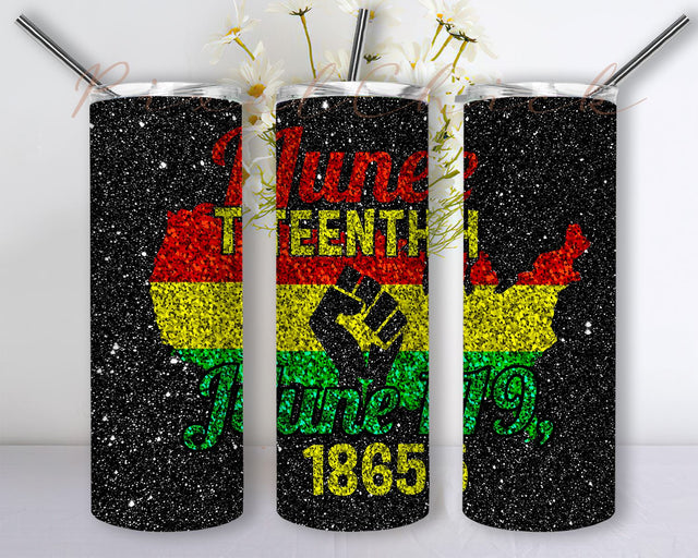 Juneteenth June 19 1865 Tumbler PNG, African American Pride Tumbler 20oz Skinny Tumbler Wrap Sublimation PixelChick 