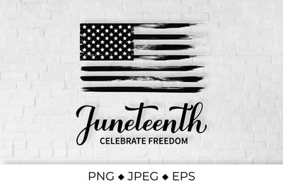 Juneteenth lettering. Distressed Freedom Day flag Sublimation LaBelezoka 