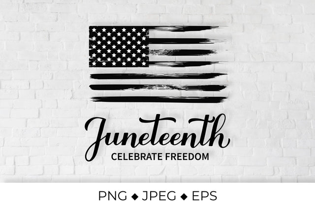 Juneteenth lettering. Distressed Freedom Day flag Sublimation LaBelezoka 
