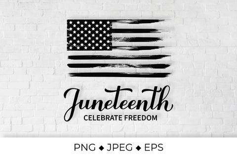 Juneteenth lettering. Distressed Freedom Day flag Sublimation LaBelezoka 