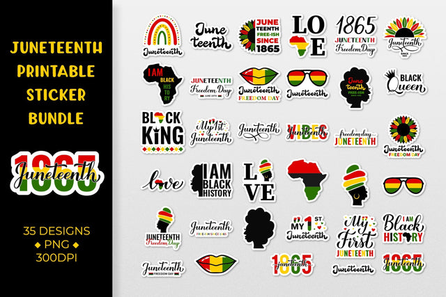 Juneteenth sticker bundle. Black history stickers printable Sublimation LaBelezoka 