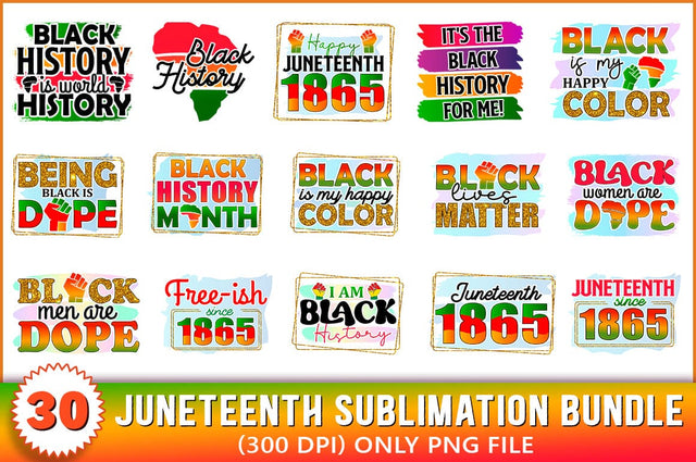 Juneteenth Sublimation Bundle, 30 PNG Files SVG Shetara Begum 