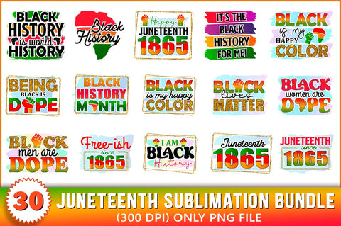 Juneteenth Sublimation Bundle, 30 PNG Files SVG Shetara Begum 
