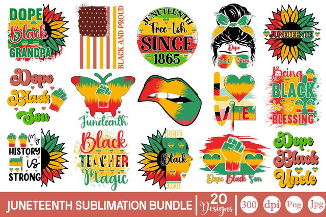 Juneteenth Sublimation Bundle Sublimation SVGs,Quotes and Sayings,Food & Drink,On Sale, Print & Cut Sublimation DesignPlante 503 