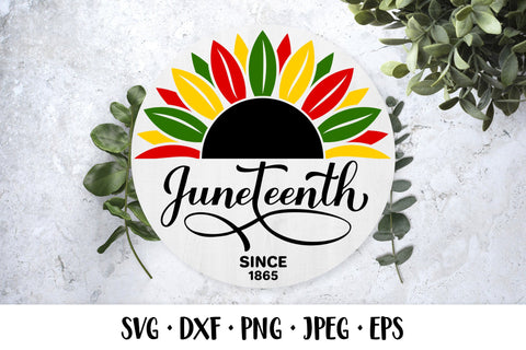 Juneteenth sunflower round sign SVG, African American holiday - So Fontsy