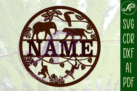 Jungle name sign svg laser cut template SVG APInspireddesigns 