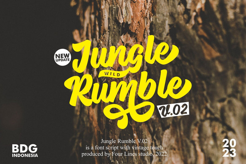Jungle Rumble// Retro script Font Four Lines Std. 