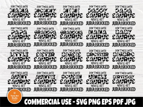 Jurasskicked SVG Bundle, Dinosaur Shirt Cut Files, Mamasaurus Svg, Daddysaurus Svg, Svg Files for Cricut, Family Svg, Silhouette Cut Files SVG TonisArtStudio 