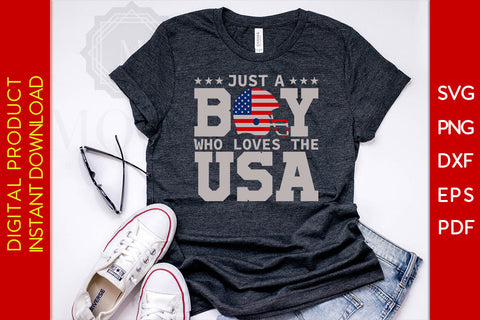 Just A Boy Who Loves The USA 4th Of July SVG PNG PDF Cut File SVG Creativedesigntee 