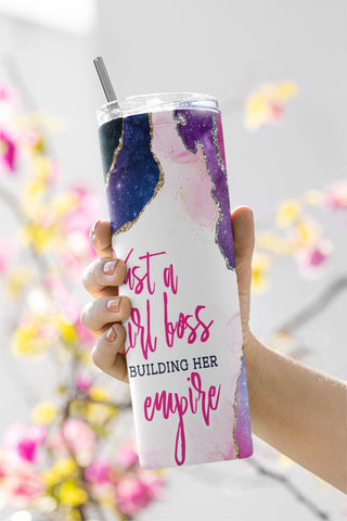 Just A Girl boss 20oz Skinny Tumbler Sublimation Designs for Straight/Tapered Tumbler Design Sublimation CaldwellArt 