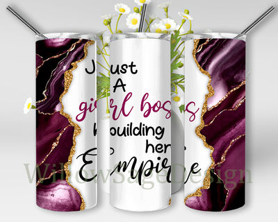 Just a Girl Boss Building Her Empire 20oz Skinny Tumbler, Girl Boss Glitter Tumbler Png, Purple Agate Gold Glitter Tumbler Wrap, Gifts for Boss, Gifts for her, Instant Download Sublimation WillowSageDesign 