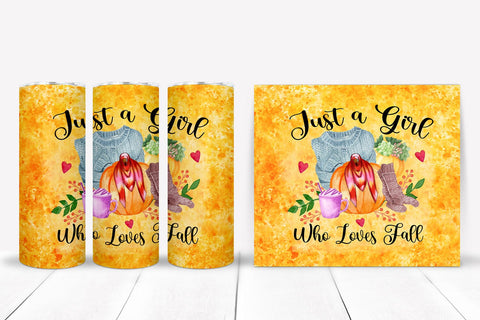 Just a Girl I Fall Tumbler Sublimation I Autumn Tumbler PNG Sublimation Happy Printables Club 