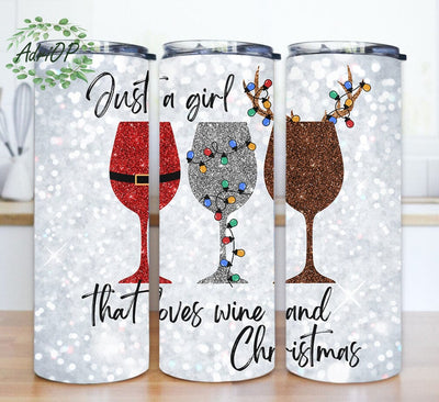 Just a girl Loves Wine and Christmas Sublimation Design Download Sublimation AdriOP 