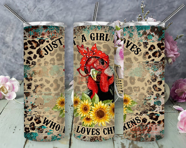 Just a Girl that Loves Chickens 20 oz Skinny Tumbler Sublimation Design Digital Download PNG Instant DIGITAL ONLY, Farm Lover Chicken Design Sublimation DesignSVG 