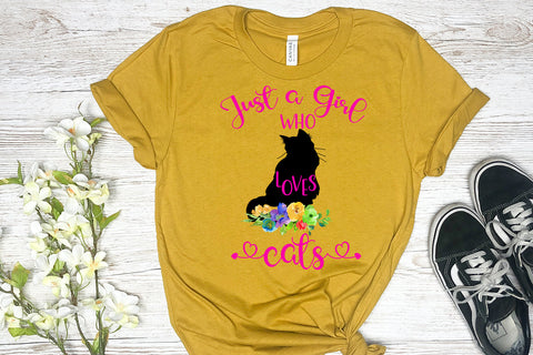 Just a Girl Who Loves Cats Sublimation Design Sublimation Happy Printables Club 
