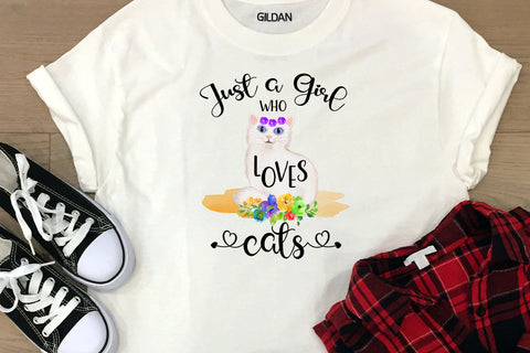 Just a Girl Who Loves Cats Sublimation Design Sublimation Happy Printables Club 