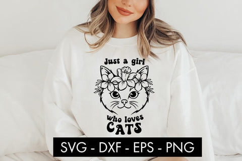 Just A Girl Who Loves Cats SVG Cut File PNG SVG Freeling Design House 