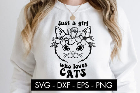 Just A Girl Who Loves Cats SVG Cut File PNG SVG Freeling Design House 
