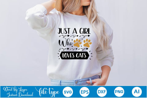 Just A Girl Who Loves Cats SVG SVGs,Quotes and Sayings,Food & Drink,On Sale, Print & Cut SVG DesignPlante 503 