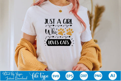 Just A Girl Who Loves Cats SVG SVGs,Quotes and Sayings,Food & Drink,On Sale, Print & Cut SVG DesignPlante 503 