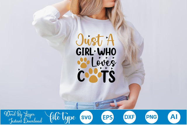 Just A Girl Who Loves Cats SVG SVGs,Quotes and Sayings,Food & Drink,On Sale, Print & Cut SVG DesignPlante 503 