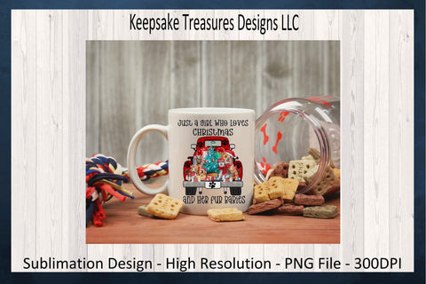Just A Girl Who Loves Christmas And Her Fur Babies, Christmas Dog Vintage Truck, Sublimation PNG Design, Girl Loves Fur Babies, Digital Download, Printable PNG Sublimation Keepsake Treasures Designs LLC. 